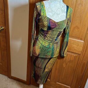 Bodycon square/sweetheart neckline dmidi dress